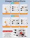 URJD Universal Travel Socket Adapter 2500W – 9-in-1 Multi Plug for India & Abroad | Works with US UK EU AUS | Safe & Durable Travel Charge, 100-250 Voltage, Worldwide Travel Plug for Mobile, Camera gallery image