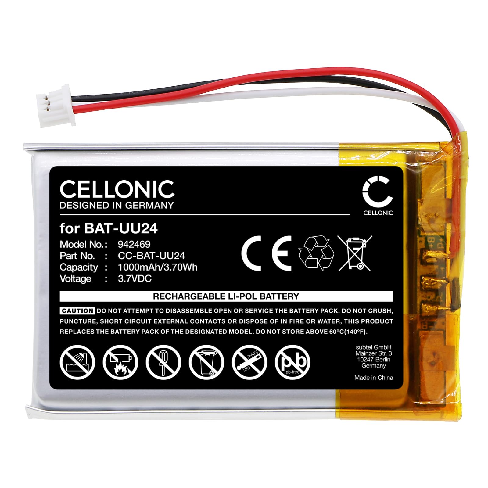 CELLONIC, Batería para Vigilabebes Compatible con GHB UU24 (1000mAh)