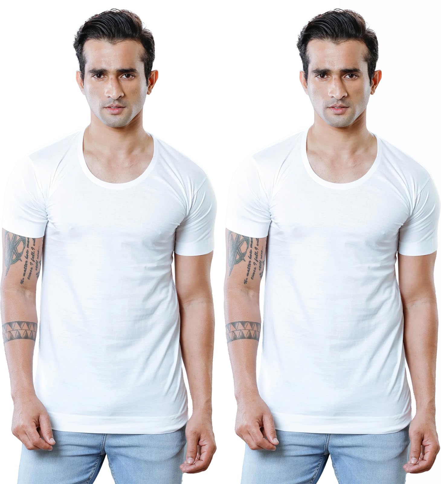 kothari Men's Cotton White Plain/Solid Half Sleeve Vest (#421-Folding-RNS)-picture-33