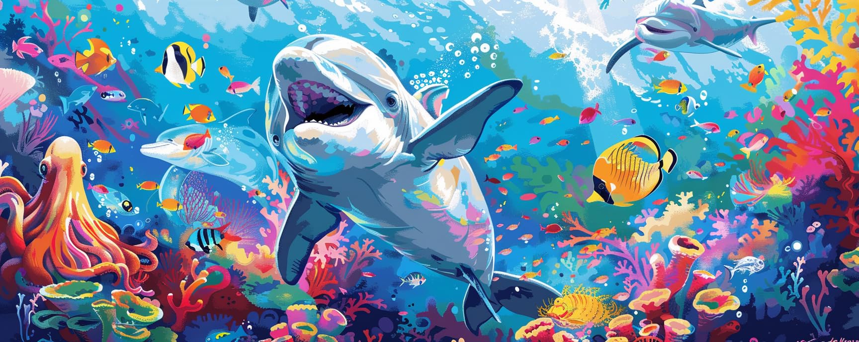 Pintar por Numeros Delfín Animal Pintar por Numeros Adultos 40x100 cm Sin Marco, Lienzos Numerados para Pintar por Numeros Niños DIY Kit de Pintura por Numeros con 3 Pinceles, Hogar Decoración yf804