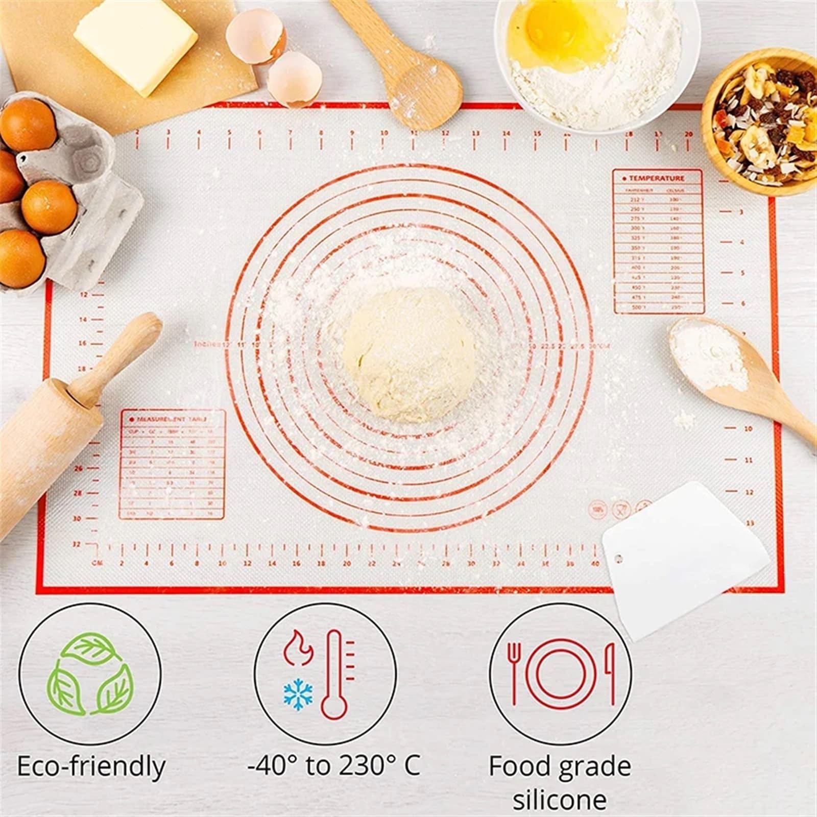 Antihafte Rutschfeste Backunterlage Silikon Back Matte Pad Backblech Pizza Teig Maker Gebäck Küche Gadgets Nicht-Stick Roll Teig Matte Kochen Werkzeuge backformen ( Color : Black , Size : 80x60cm )