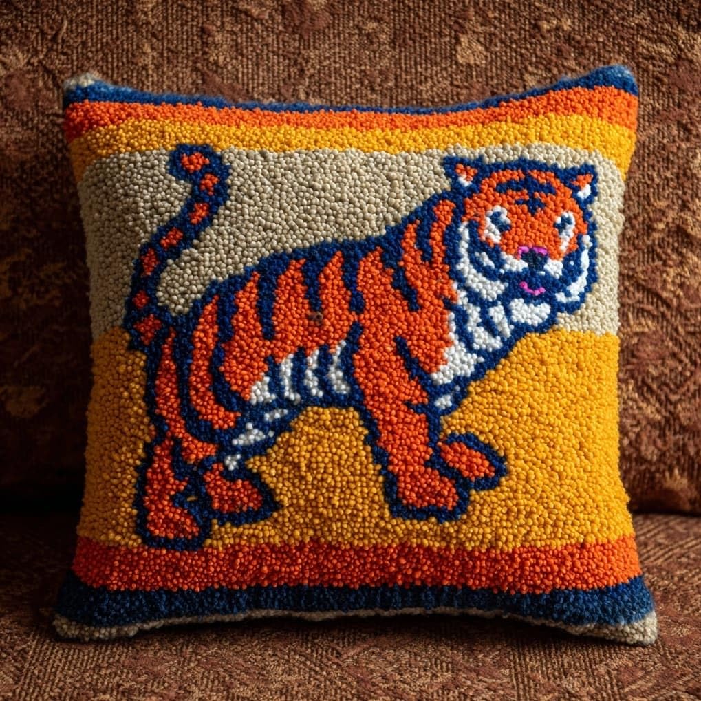 AxiangziK Latch Hook Cushion Kit 17x17 Inch,Tiger