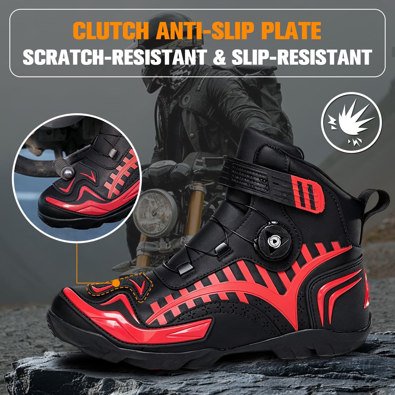 Botas de Moto de Cuero para Hombres Botas Protectoras de Motocicleta