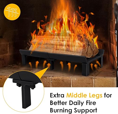 Miniatura 2 de STBoo Rejilla para Chimenea de 20 Pulgadas - Rejillas de Estufa de Madera de Alta Resistencia  Soporte para Troncos de Chimenea  Estante de Hierro