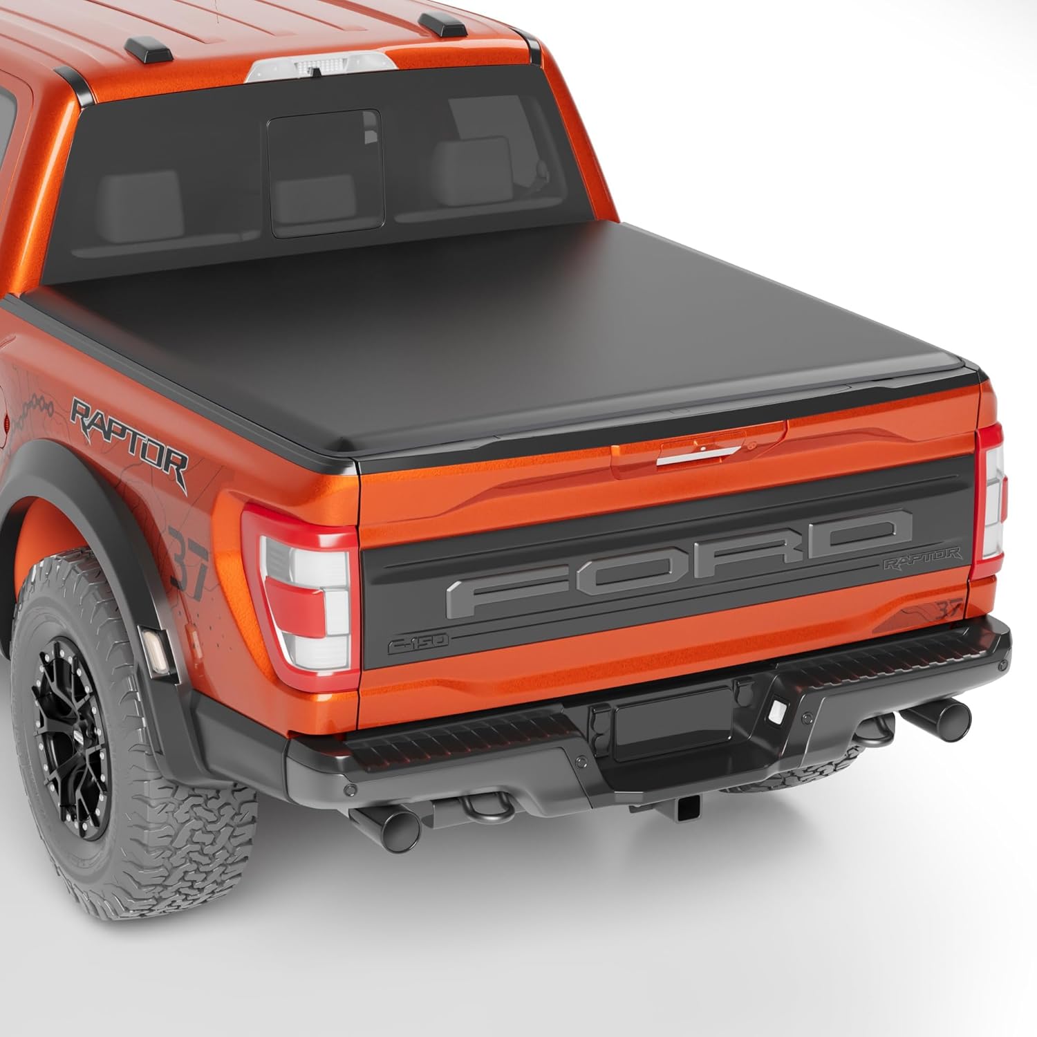 6.5FT Soft Quad-Fold Tonneau Cover for 09-14 Ford F150, Folding Truck Bed Cover with Truck Aluminum and PVC Bed, Black