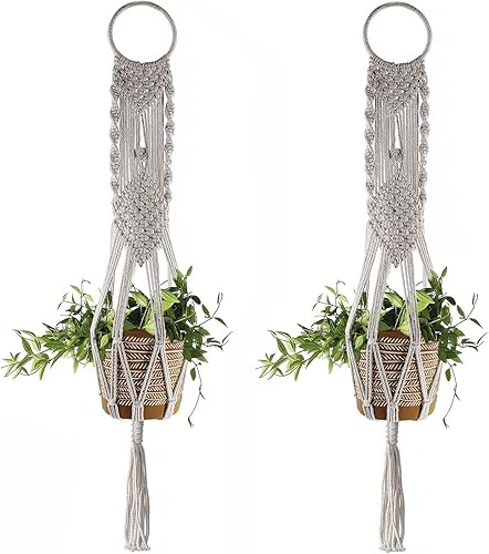 HOBBYMATE Colgadores de plantas de macramé hechos a mano para decoración del hogar macetas colgantes para interiores y exteriores soporte para