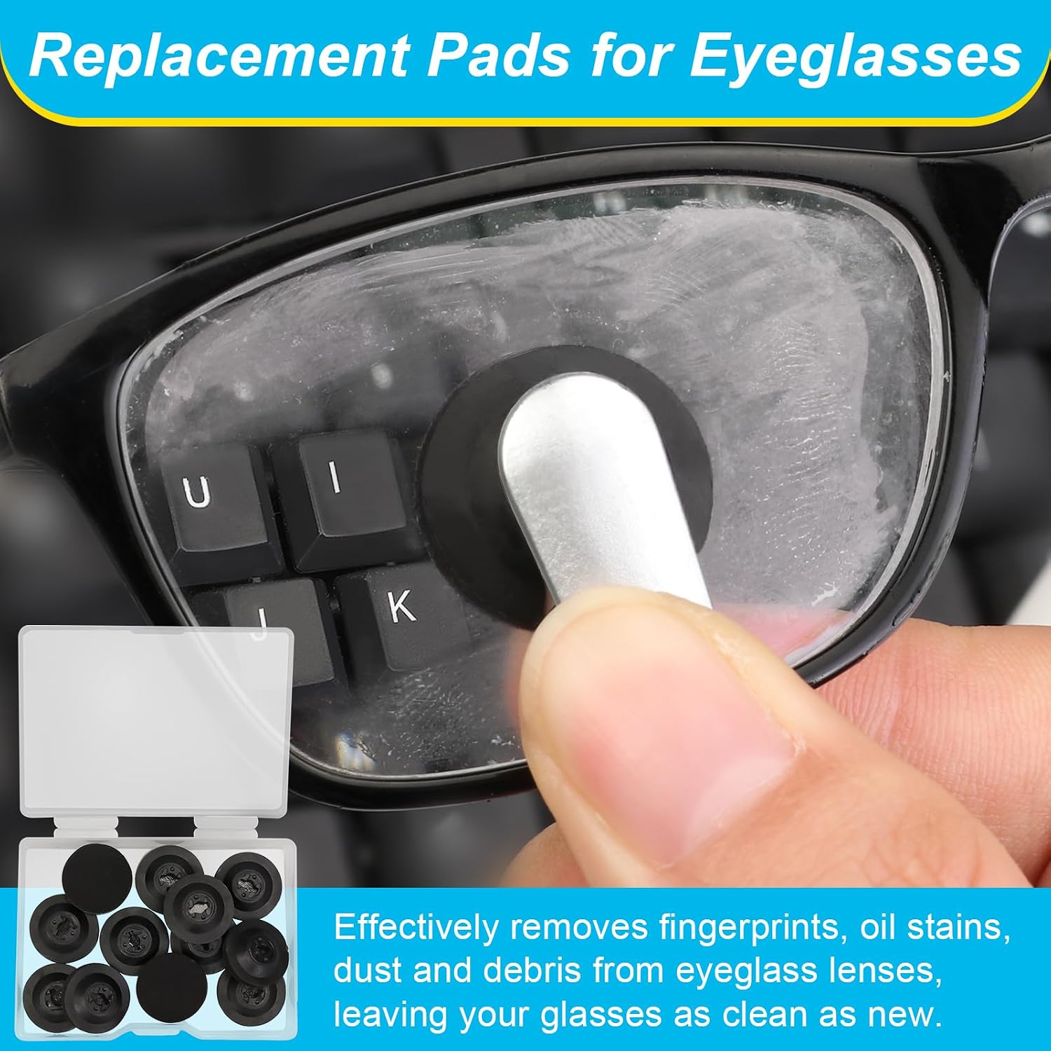 12 Pcs Eyeglass Cleaner Replacement Pads for Peeps CarbonKlean,6 Pairs Peeps Replacement Pads, Eye Glasses Cleaning Brush Pad Tool for Fingerprint, Debris Removal