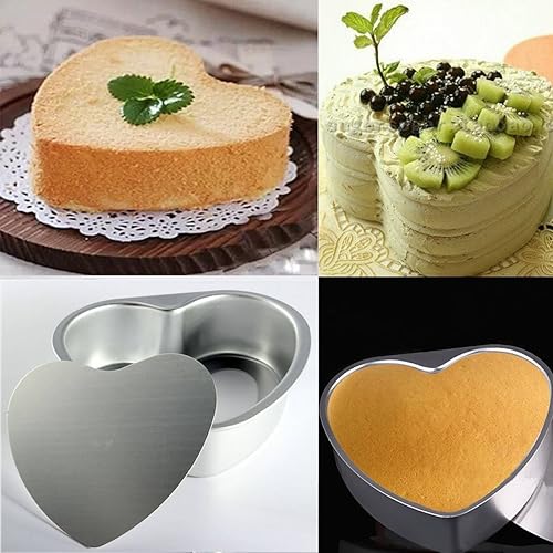 Miniatura 6 de Paquete de 2 moldes para pasteles en forma de corazón, juego de latas para tartas en forma de corazón, incluye molde para hornear pastel de 6