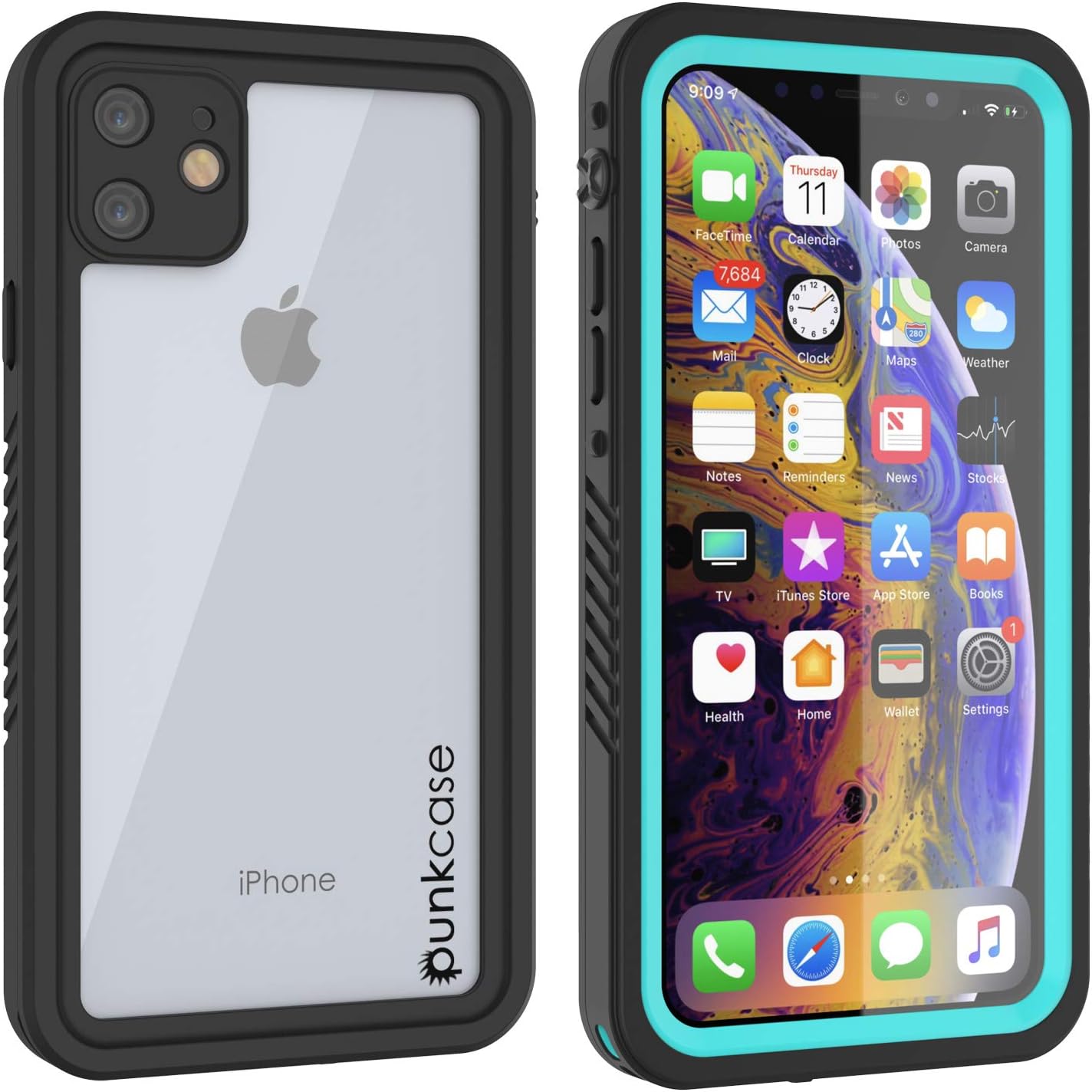 PunkCase for iPhone 11 Waterproof Case [Extreme Series] [Slim Fit] [IP68 Certified] [Shockproof] [Snowproof] Armor Cover W/Built in Screen Protector Compatible with iPhone 11 (6.1") (Teal)