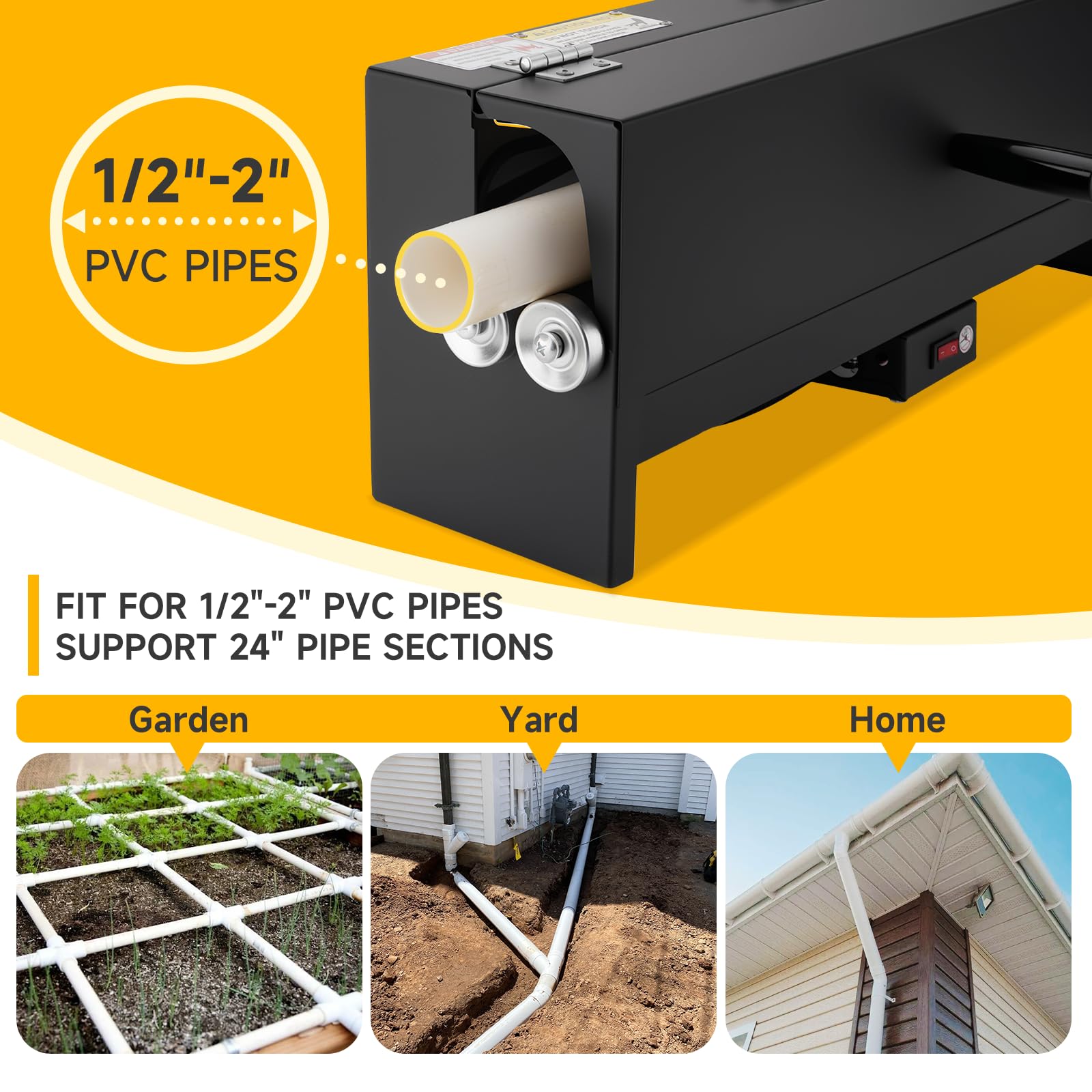 Calentador de flexión de conductos de PVC de 1/2 a 2 pulgadas con detector de temperatura para secciones de tubo de PVC de 24 pulgadas, herramienta dobladora de calentador de tubos de PVC