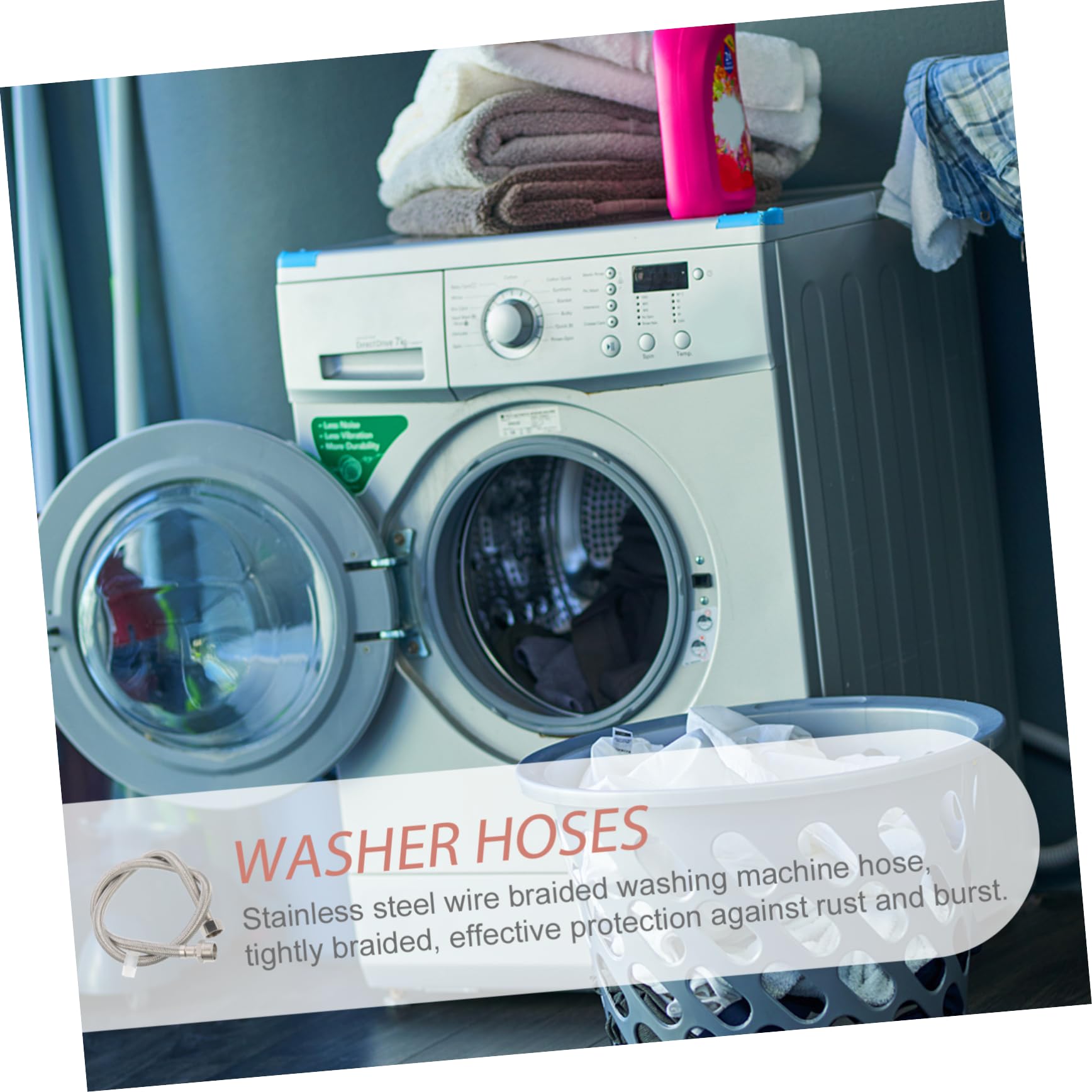 DOITOOL 4 Stück Waschmaschinenschlauch Verlängerung Flexible Rostfreie Geflochtene Verbindung mit Innen und Außengewinde Bruchsicherer Zulaufschlauch für Waschmaschine und Spülmaschine