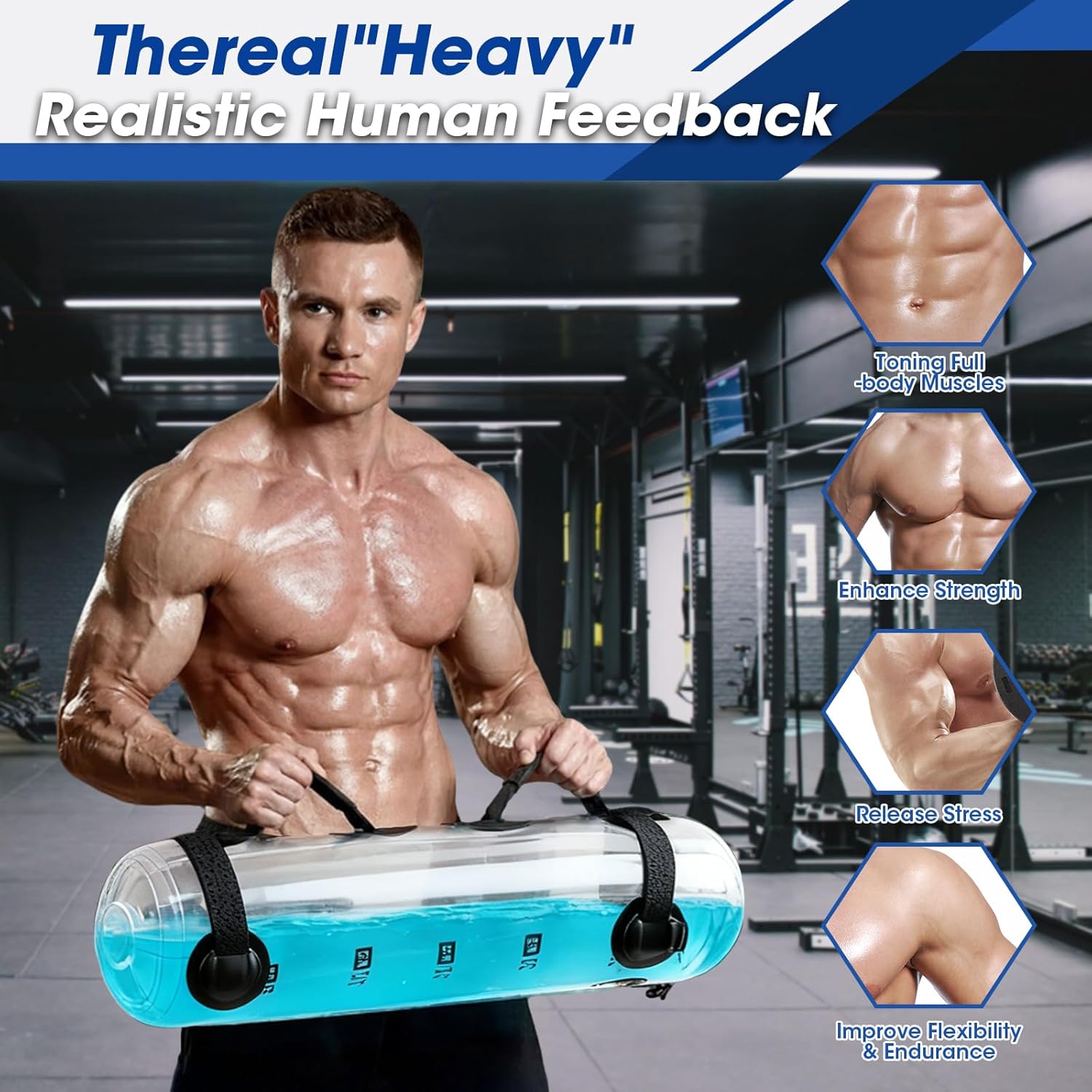 Water Weights Aqua Bag - Tidal Tank Dual-Purpose Training Bag, Adjustable Water Punching Bag & Sandbag Alternative for Strength, Core & Balance Workout. Portable Home Gym Equipment, 55 LBS