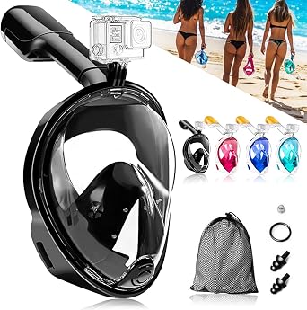 Snorkel Mask, Water Prevention, Diving Mask, 180  Panoramic Sea View, Full Face Type, Anti-Fog Design, Freely Breathable, Diving Mask, Snorkeling Equipment, Sports Camera Attachment, Unisex