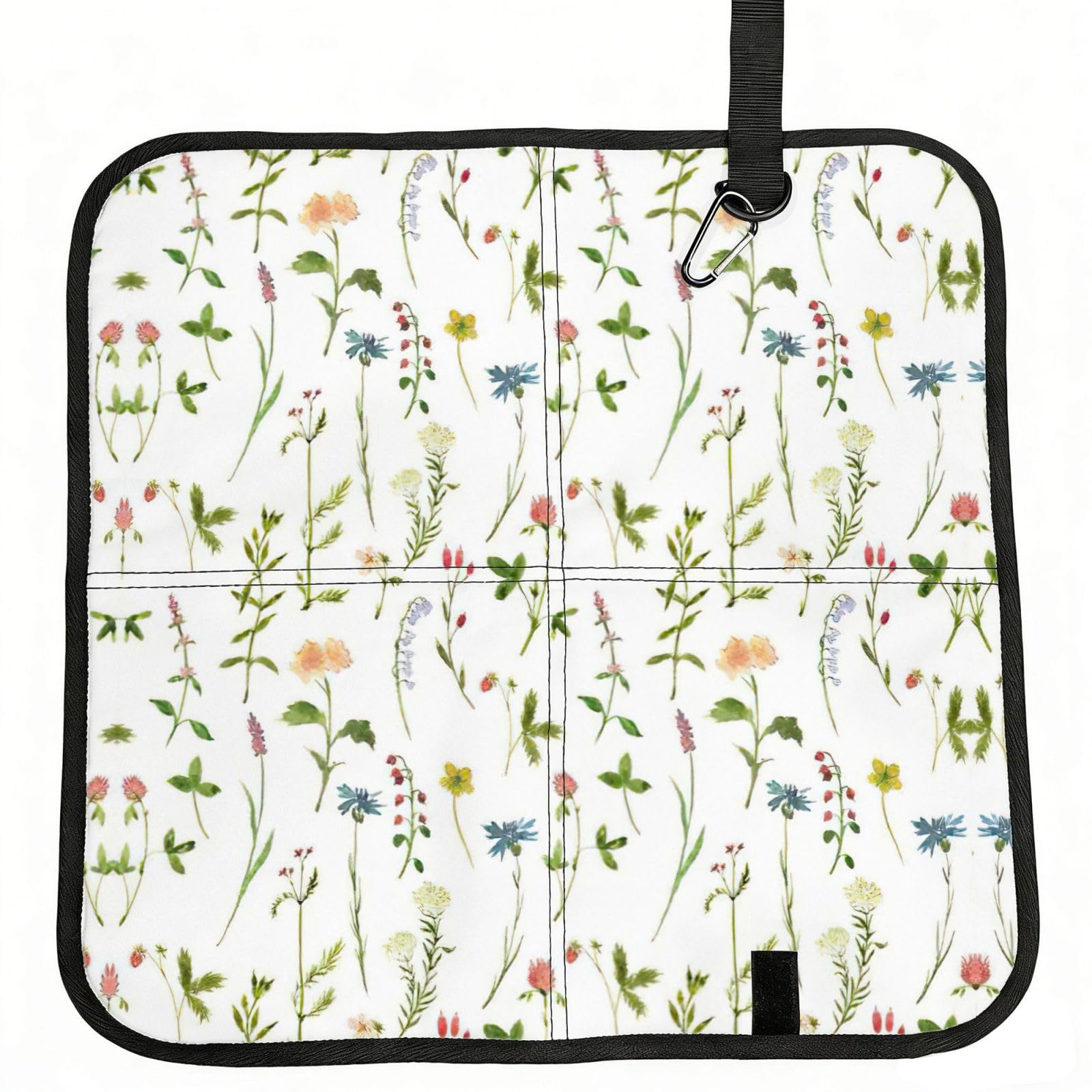 VCzsdff Season Watercolors Of Herbs Flowers Print Portable Seat Cushion Folding Bleacher Pad Compact Picnic Sitting Mat Polyester 40cm