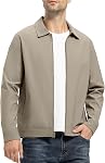 BGOWATU Men's Lightweight Jackets Casual Full Zip Windbreaker Water Resistant Golf Dress Work Light Jacket