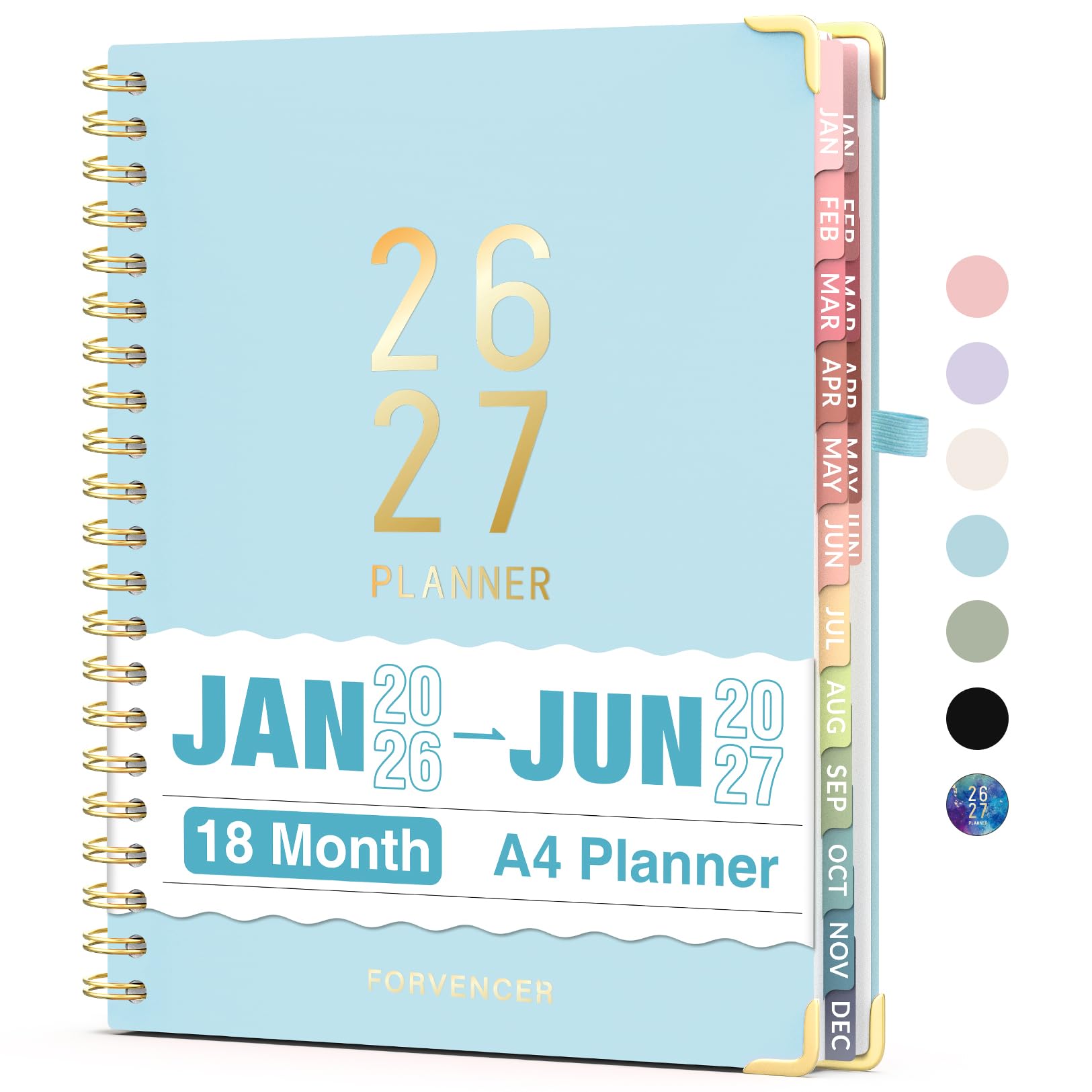 Forvencer Planner 2026-2027, 18 Month Weekly and Monthly Calendar Planner, Jan 2026 -June 2027, 8.5" x 11", Daily Agenda Book with Tabs, College