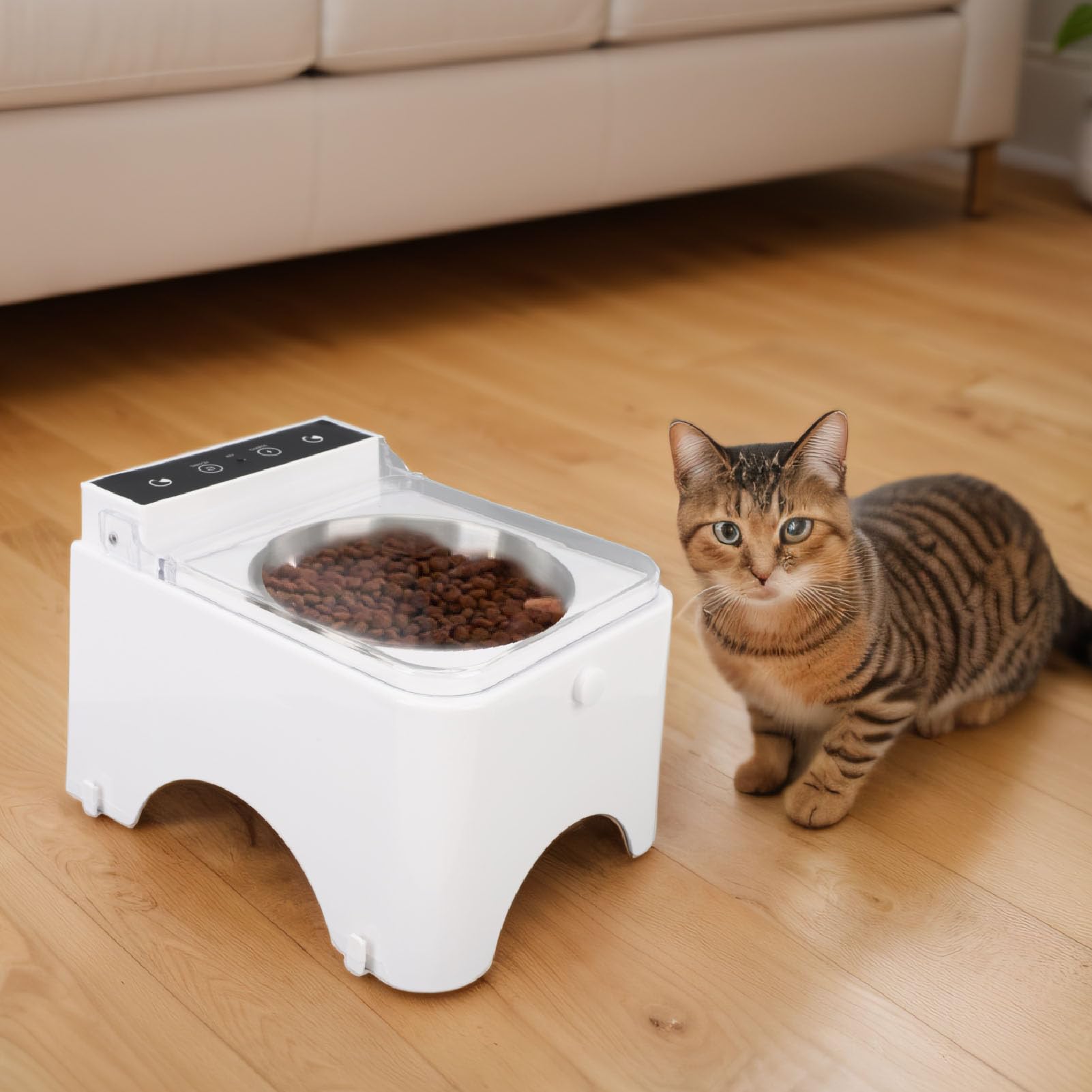 Generic Mangiatoia per Gatti con Rilevamento Automatico, Design Igienico Intelligente per la Casa, Ciotola per Alimentazione per Animali Domestici, 21 X 16 X 15 Cm (Tipo 1)