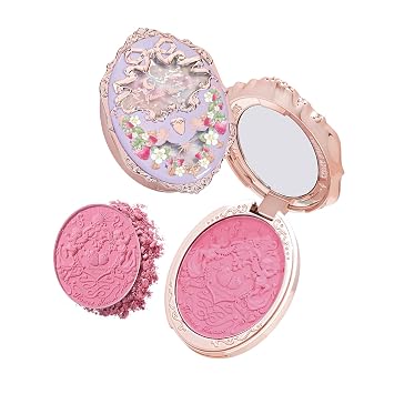 Flower Knows Strawberry Rococo Embossed Blush,Mauve Berry Rose Matte Powder Blush for Cheeks,Buildable & Blendable Face Makeup,Long-Lasting Cute Make Up for Women & Girls,0.16 OzG02 Little Cranberry
