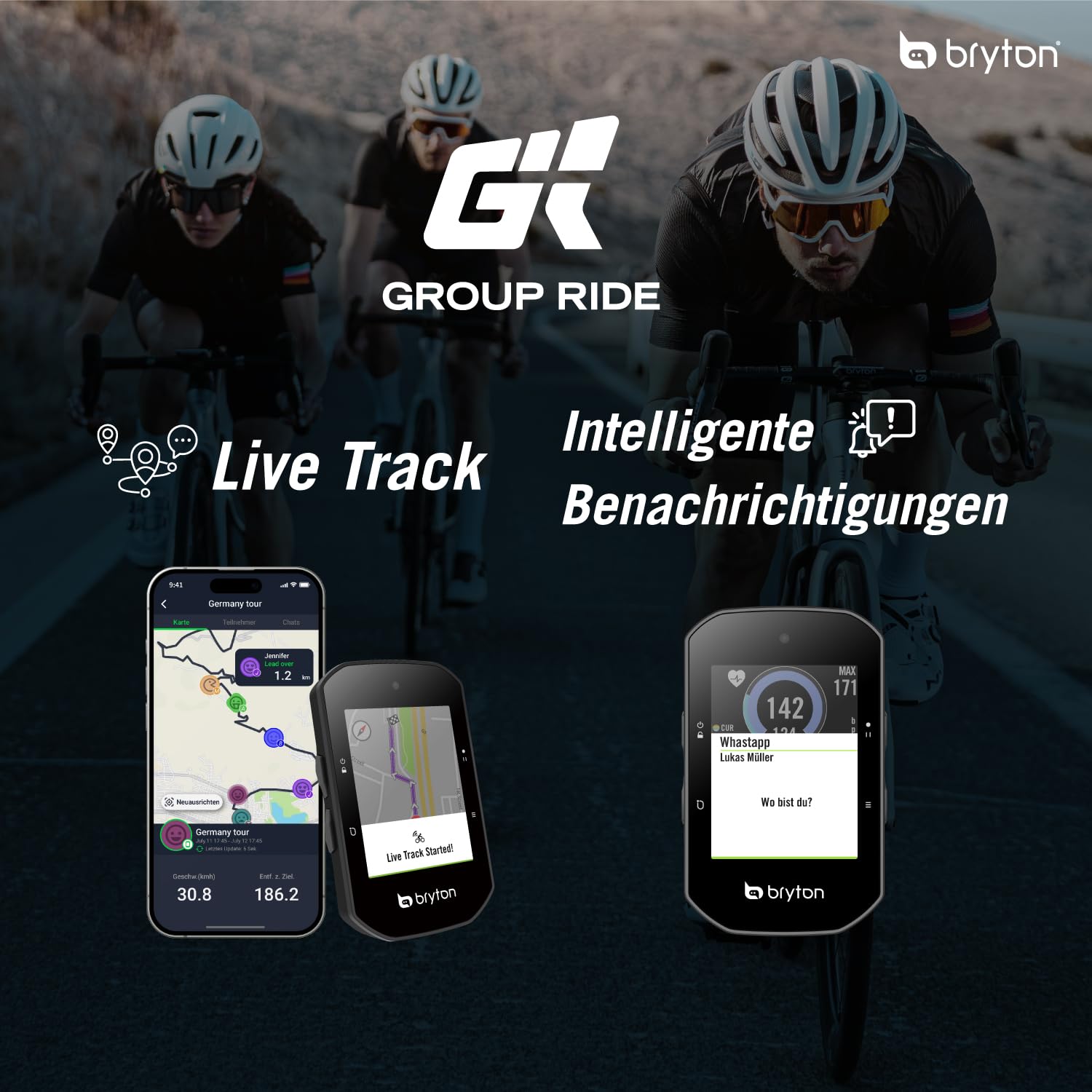 Bryton Rider S500 Sensor Bundle 2,4 Zoll Farb-LCD-Touchscreen GPS-Fahrradcomputer Offline-EU-Karte, kompatibel mit Radar, 24 Stunden Batterielebensdauer, Navigation mit Turn-by-Turn Follow Track