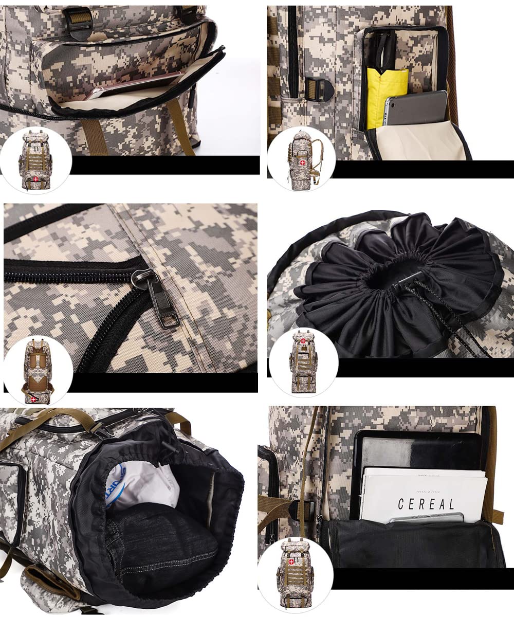 Groß Outdoor Rucksack 100L, Militär Taktischer Rucksack Herren, Wasserdicht Große Kapazität Wanderrucksäcke Army Rucksack Militär Backpack für Camping Travel Bushcraft Wandern Jagd Bergsteigen
