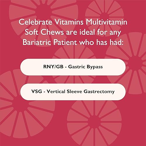 Miniatura 7 de Celebrate Vitamins Bariatric Multivitamin Soft Chews, RazzleberryStrawberryCherry, para pacientes post bariátricos, incluyendo gastrectomía en manga