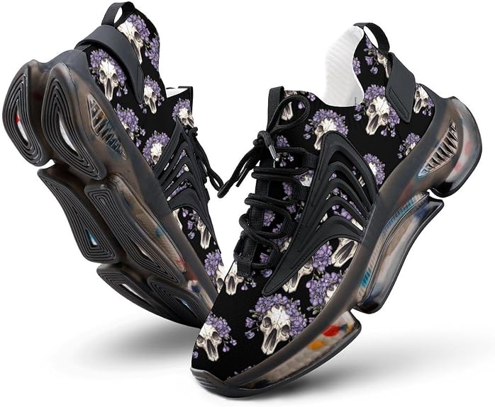 Animal Skull with Flowers Sneakers for Women Lightweight