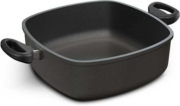 Hoffmann Sauté Casserole 28 x 28 cm Induction Square Pan I Made in Germany I Serving Pan Square I Cast Roasting Dish I Square Roasting Dish with Glass Lid Roasting Dish Sauté Pan without Glass Lid