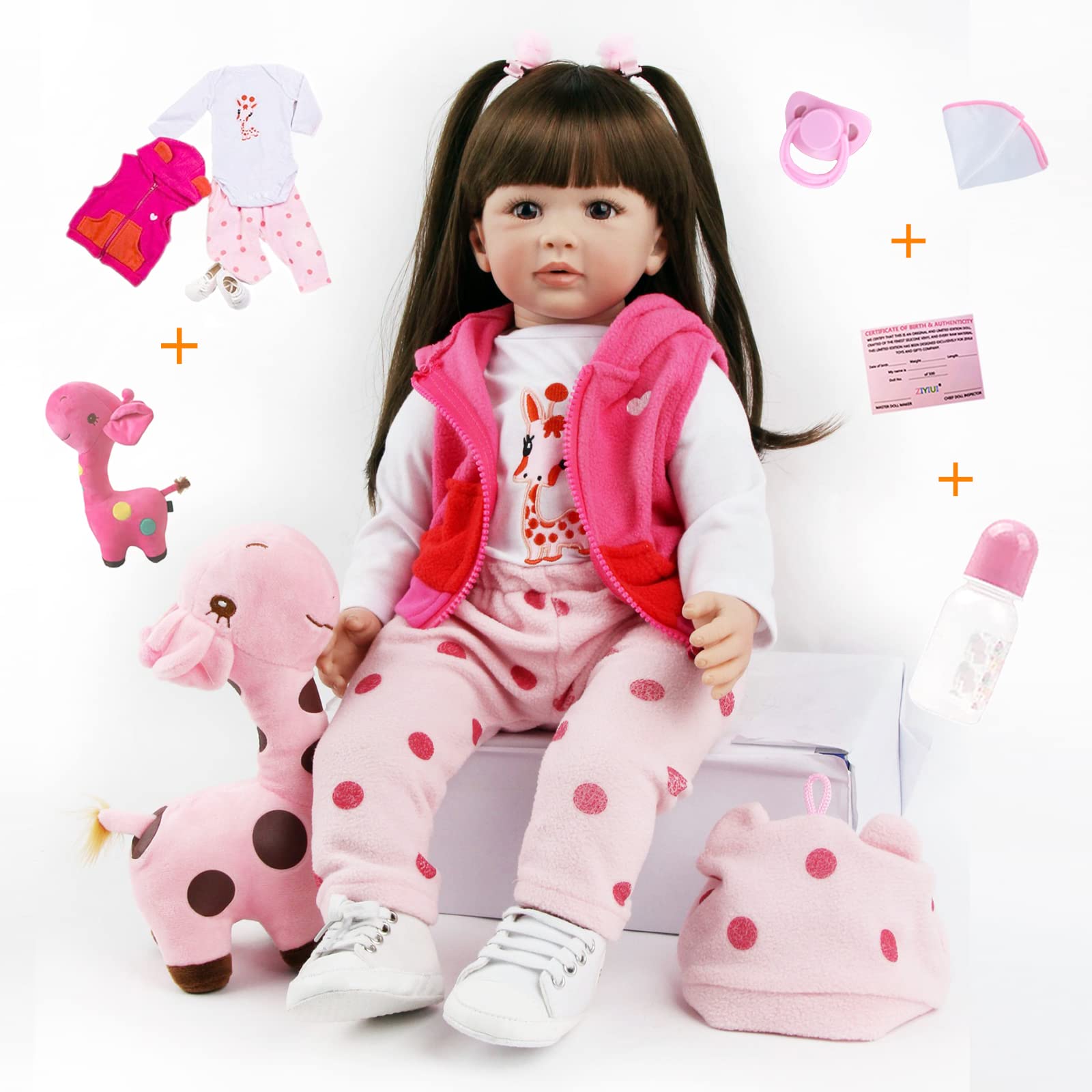ZIYIUI 22 cali Reborn Baby Lalka Miękka silikonowa realistyczna winylowa magnetyczna smoczek urocza dziewczynka 55 cm lalka prawdziwa dziewczynka prezent świąteczny