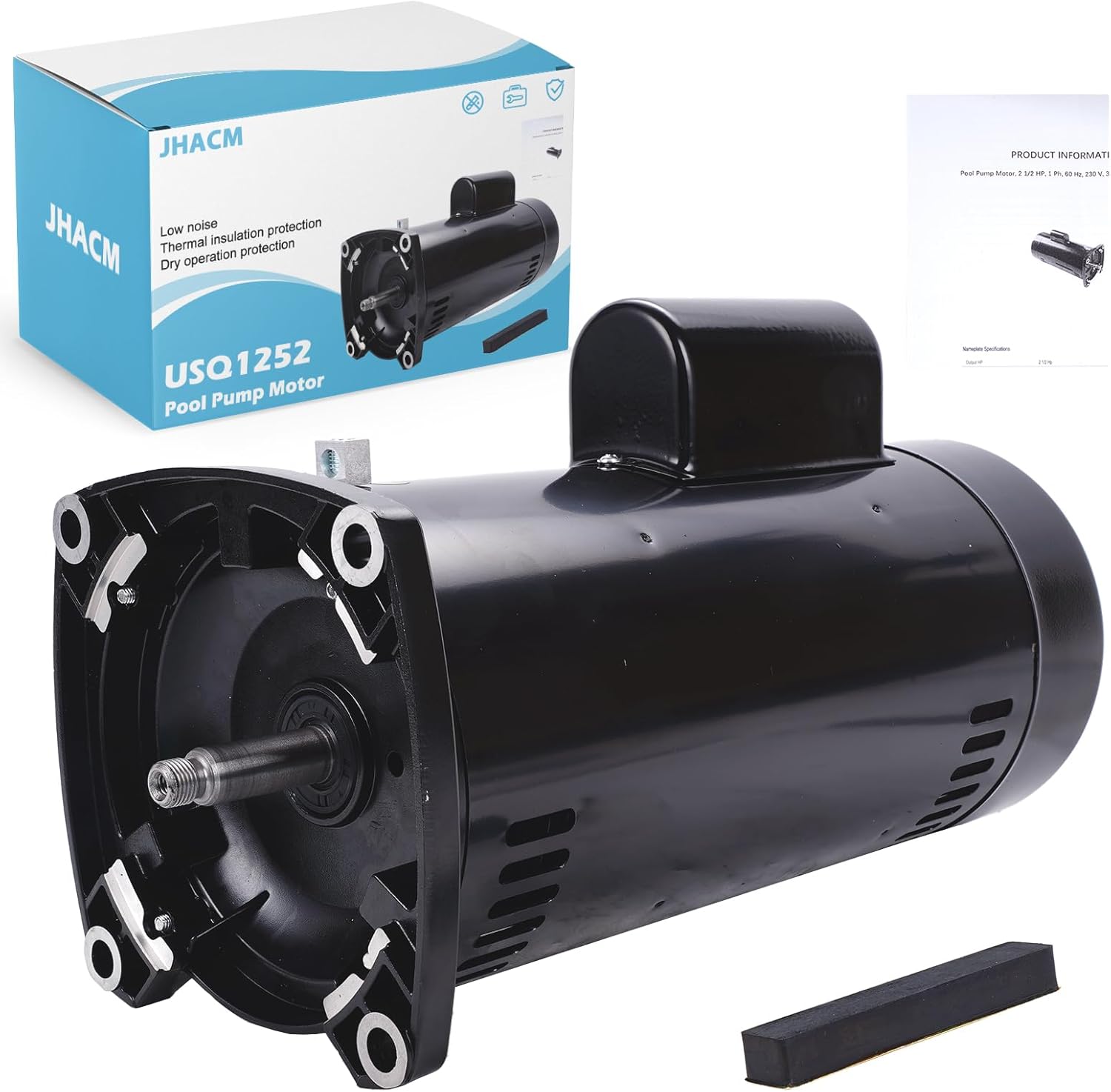USQ1252 2.5HP Pool Pump Motor Compatible with Century A.O. Smith Hayward Super Pump、Super II、Max - flo、Hayward Northstar Pump Round Flange Pool Motor Single Speed 48Y Frame, 230V