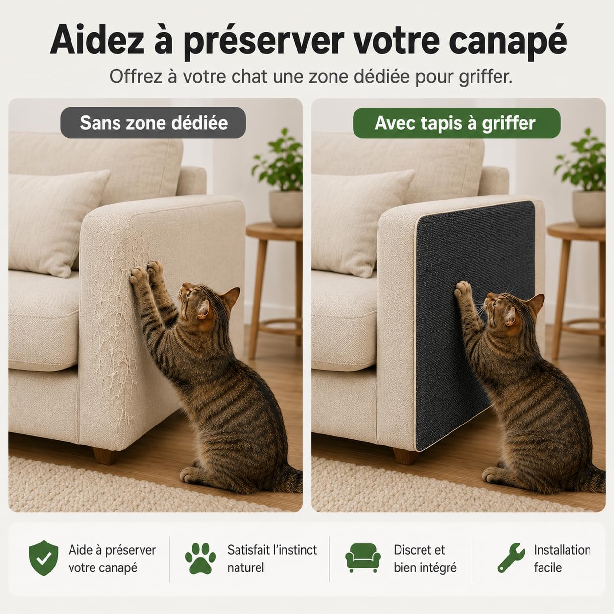 Protection Canapé Chat Anti Griffes, Griffoir Chat Canapé 200 x 40 cm, Tapis Griffoir Chat Autocollant à Découper, Protège Canapé Griffe Chat pour Meubles, Murs et Porte (Gris)