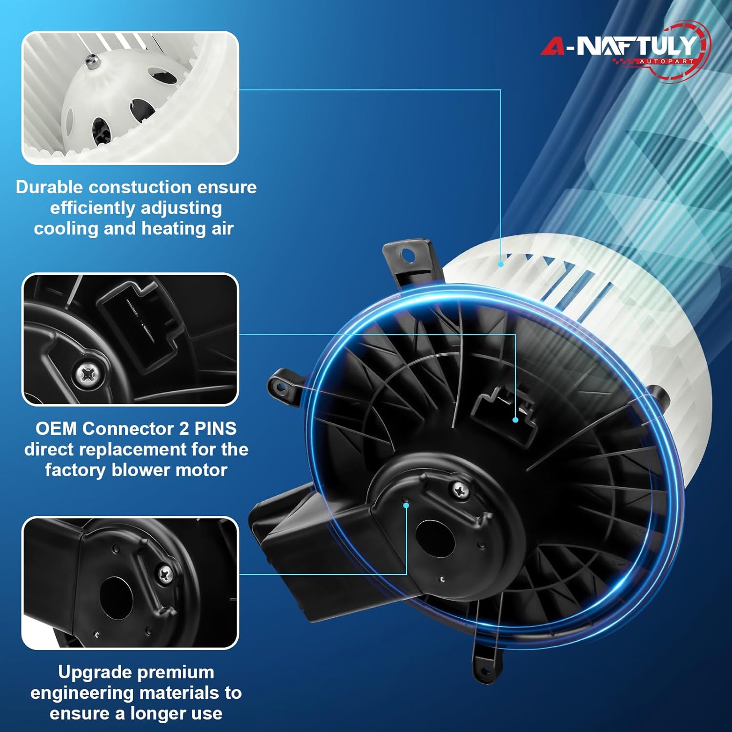 HVAC Heater Blower Motor Fan Fits for Jeep Grand Cherokee Dodge Grand Caravan Chrysler Town and Country 2008 2009 2010 2011 2012 2013 2014 2015 2016 2017 2018 2019 2020 AC Blower 700216, 68029719AB