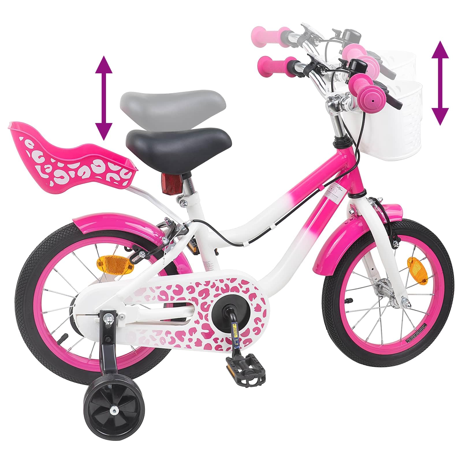 Vélo 12 pouces, cadre en acier rose