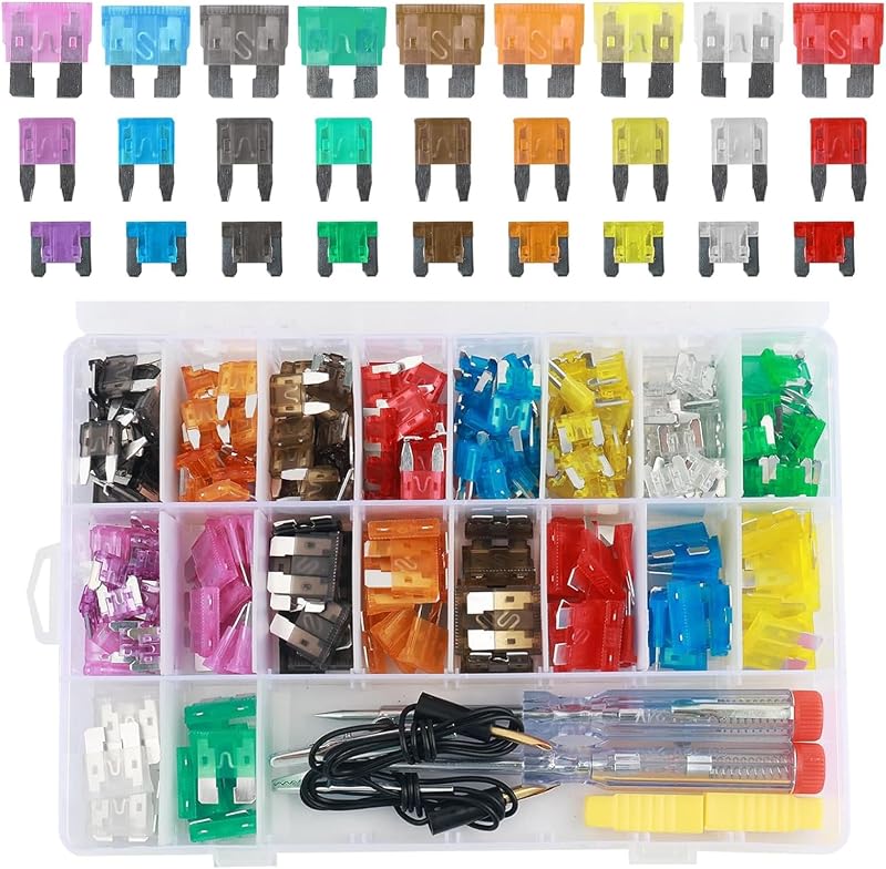 Kit de fusíveis automotivos Bvcurdw com testadores e extrator – 306 peças