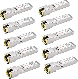 10Pack 10/100/1000Base-T Transceiver, 1.25G SFP-T RJ45 Copper Module Compatible for Cisco GLC-T/SFP-GE-T, Other Open Switches, up to 100m