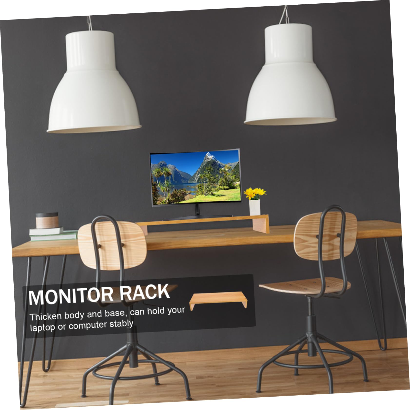 KOMBIUDA Alzata Monitor da Scrivania in Legno per Computer e Laptop | Supporto per Scrivania, Scrivania Organizer e Organizzazione Scrivania, Decorazioni Scuola