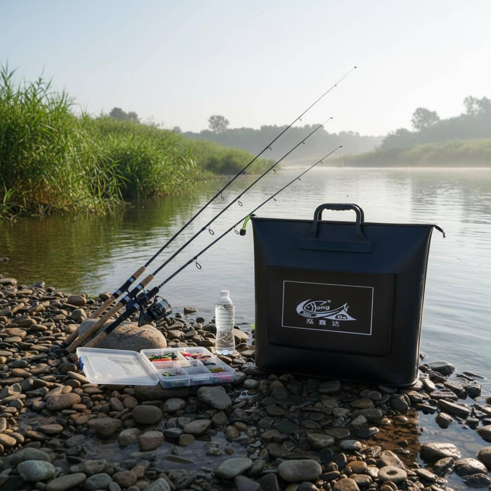 Qianly Secchio Pieghevole per Pesci Vivi Grande Capacità Borsa per Pesci Vivi Spessorato Secchio da Pesca per Pescatori, Blu, 52