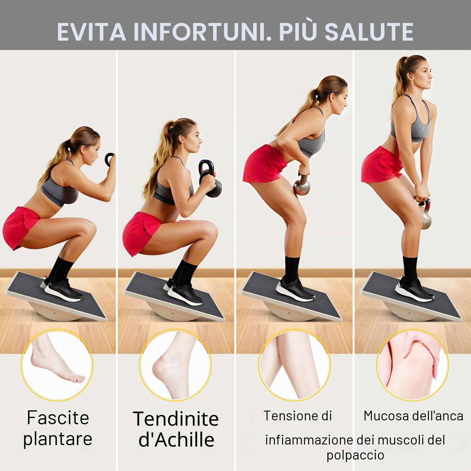 Balance Board, Rocker Board, Balance Board professionale in legno, Bordo Dell'Equilibrio Antiscivolo Dell'Allenatore Dell'Equilibrio Adulto, Tavola di Bilanciamento per Sotto la Scrivania