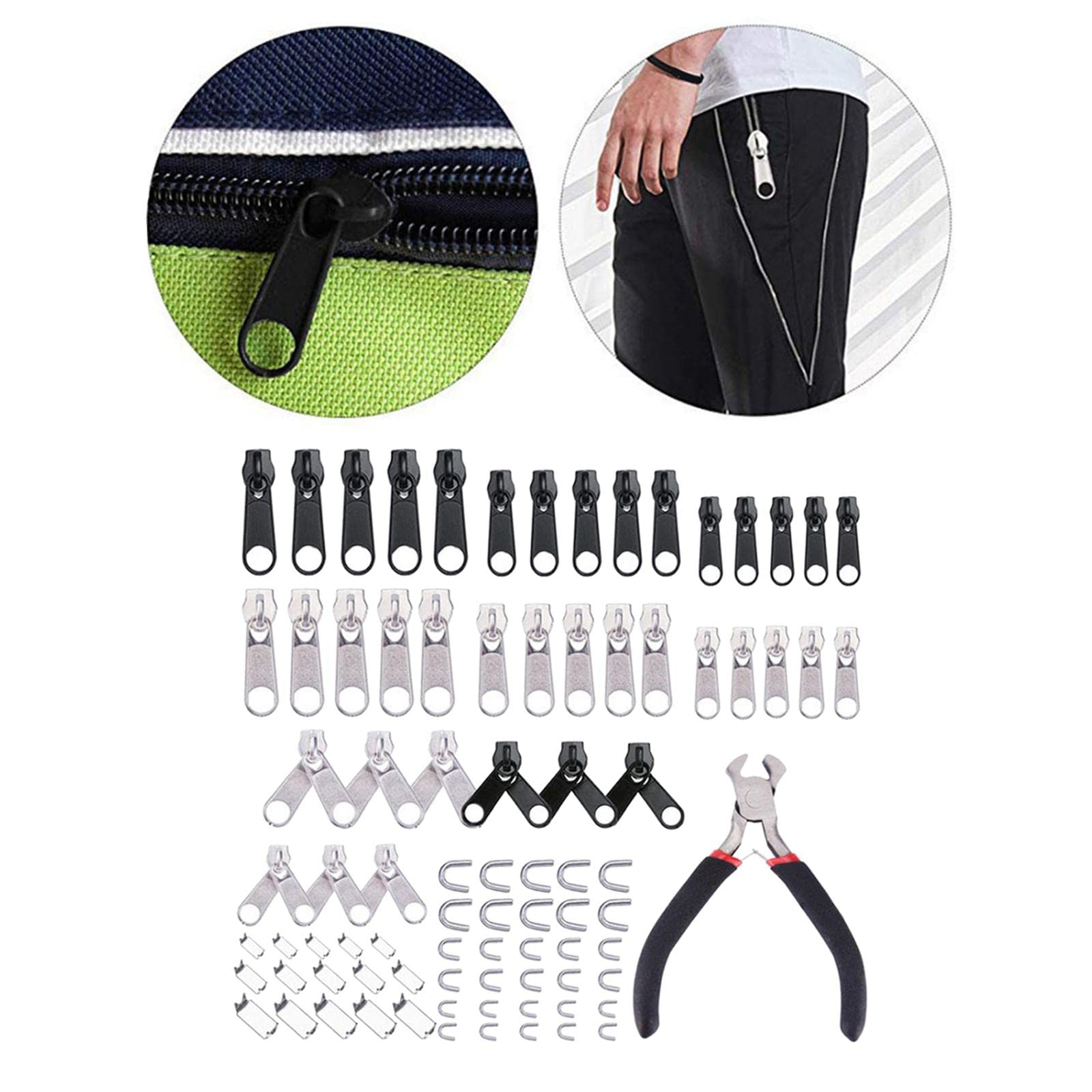 Kit de reparación de cremallera de 85 piezas, repuesto de tirador de cremallera, accesorios de tirador de cremallera (juego de 10)