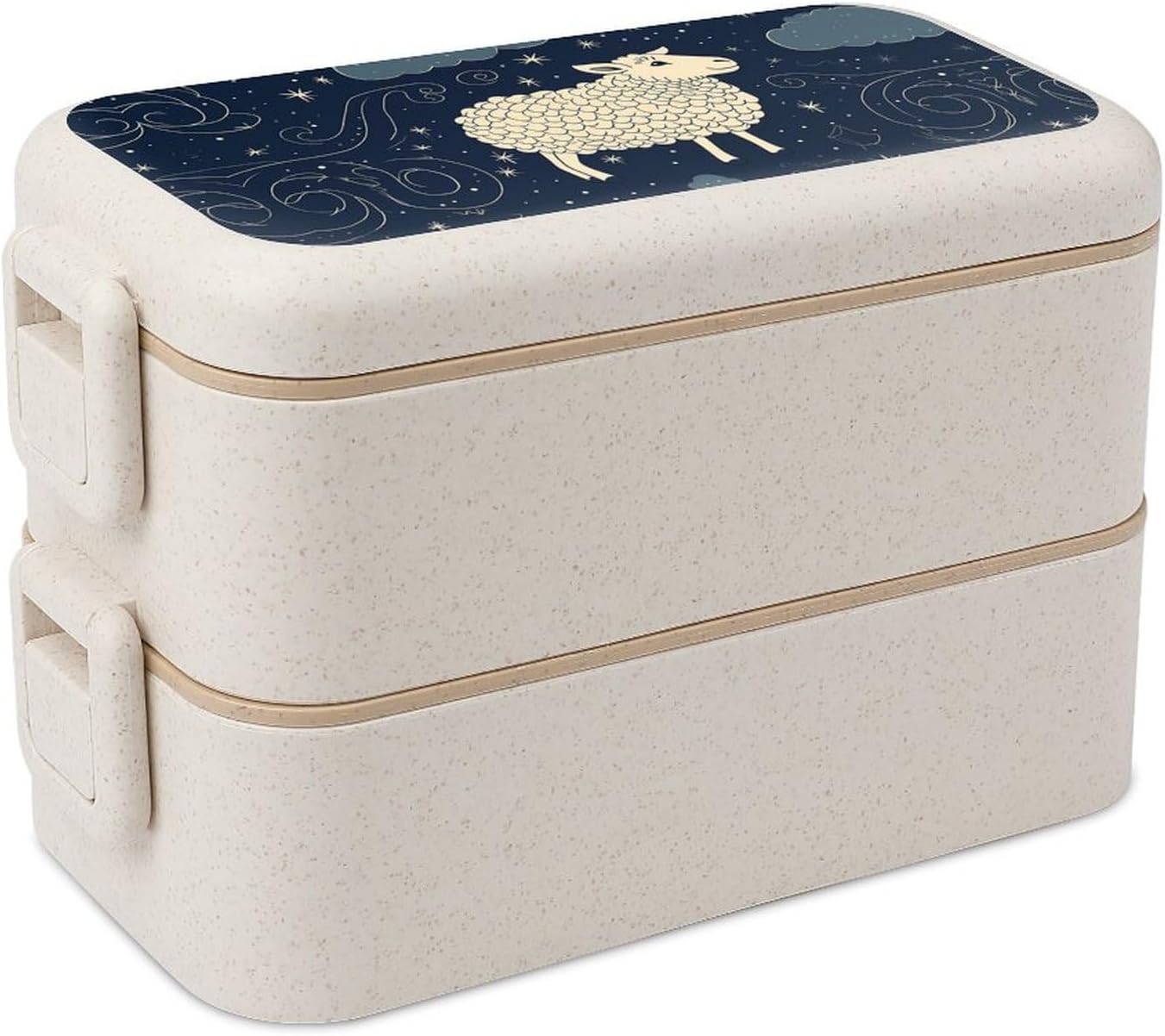 Lunch Box Bento Premium Sheep And Stars Printed Bento Box Bento with Spoon And Fork with Compartment Containers Suitable for Men And Women, style