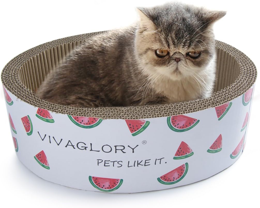 Vivaglory Scratching Bed Cat Scratcher Pad Durable Cardboard Lounge with Catnip