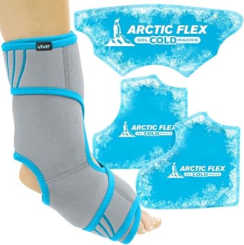 Vive Ankle Ice Pack Wrap - Foot Cold/Hot Compression Brace - Adjustable