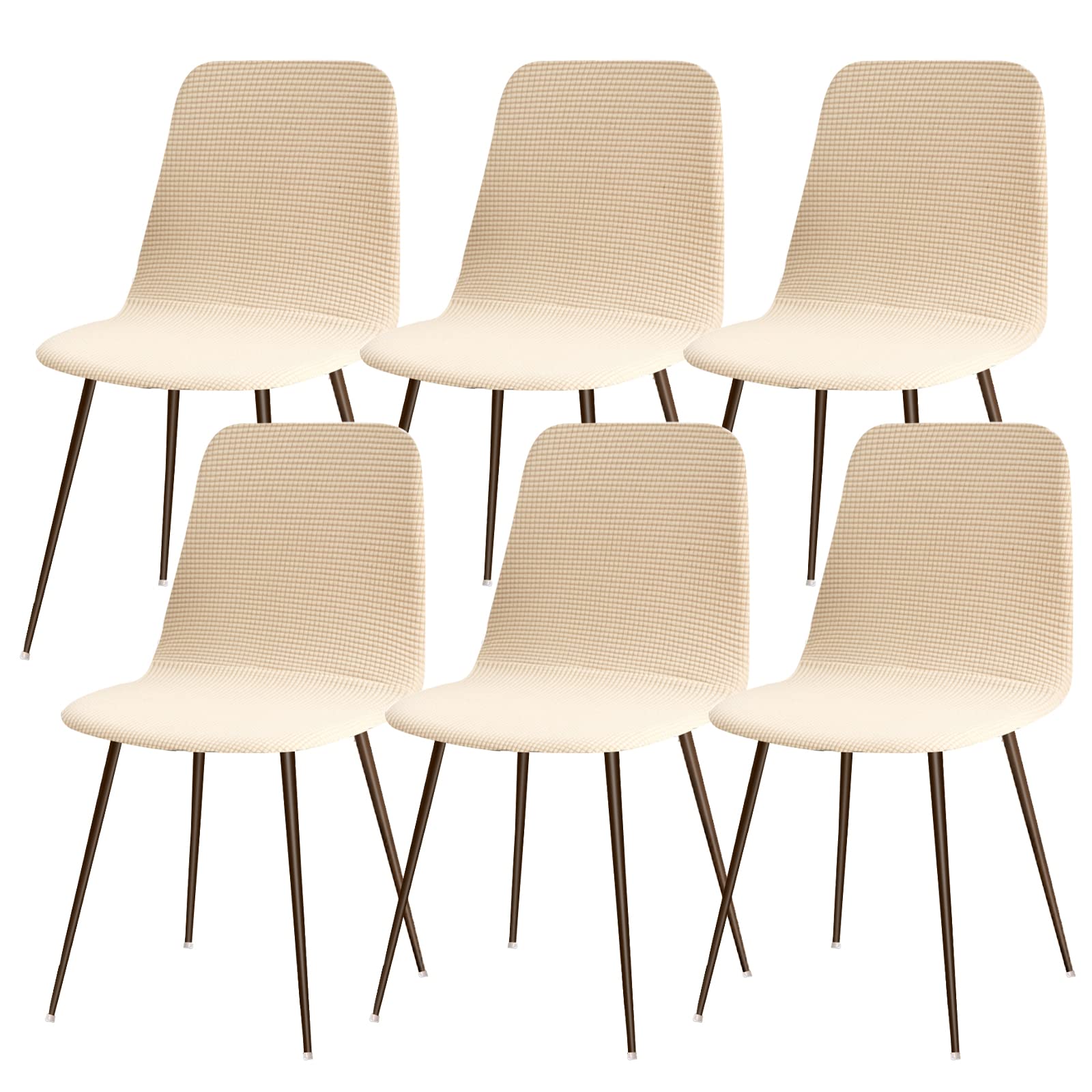 Housses de chaise lavables contre les taches et l'usure, jacquard beige x6