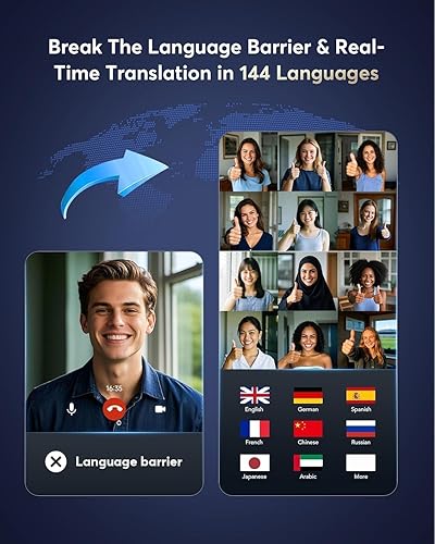 Miniatura 6 de Auriculares de traducción AI en tiempo real, traductor de pantalla táctil multifuncional para 144 idiomas y acentos Audifonos Traductores Inglés