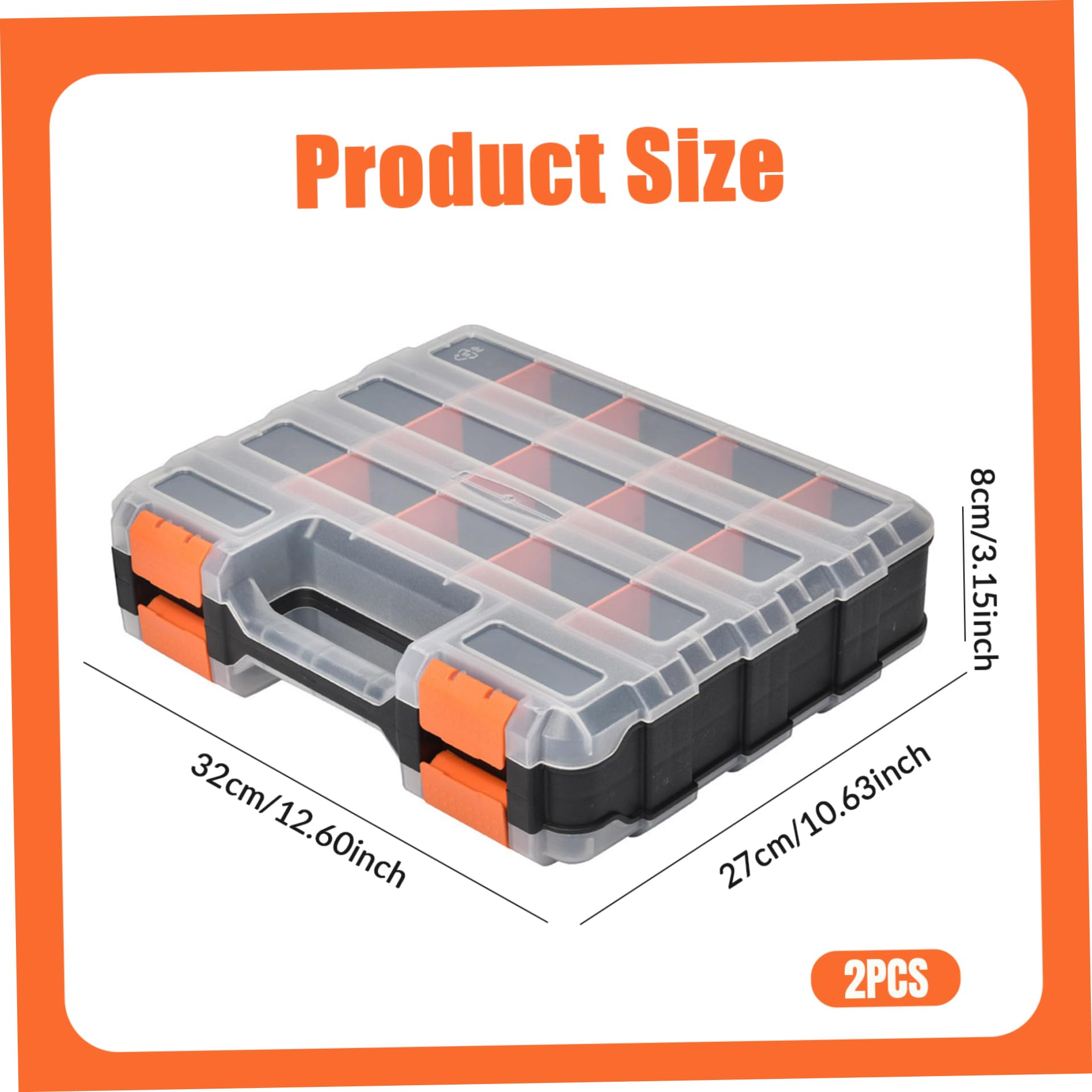 Tornillo Organizador de la caja 2 paquetes de doble cara 34 compartimentos Caja de herramientas del organizador de piezas pequeñas con divisores extraíbles para tornillos de hardware perlas de a