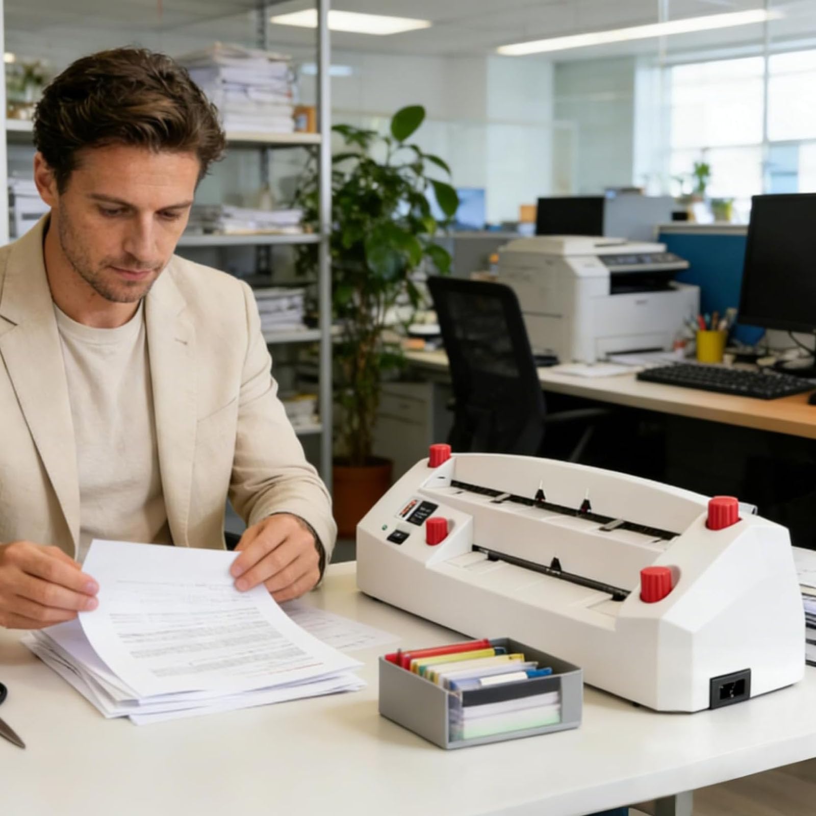 Elektrischer Schneider für 90 × 54 mm Karten, automatische Visitenkartenschneider-Bindemaschine, robuste automatische Visitenkarte, für Büro und Druckerei
