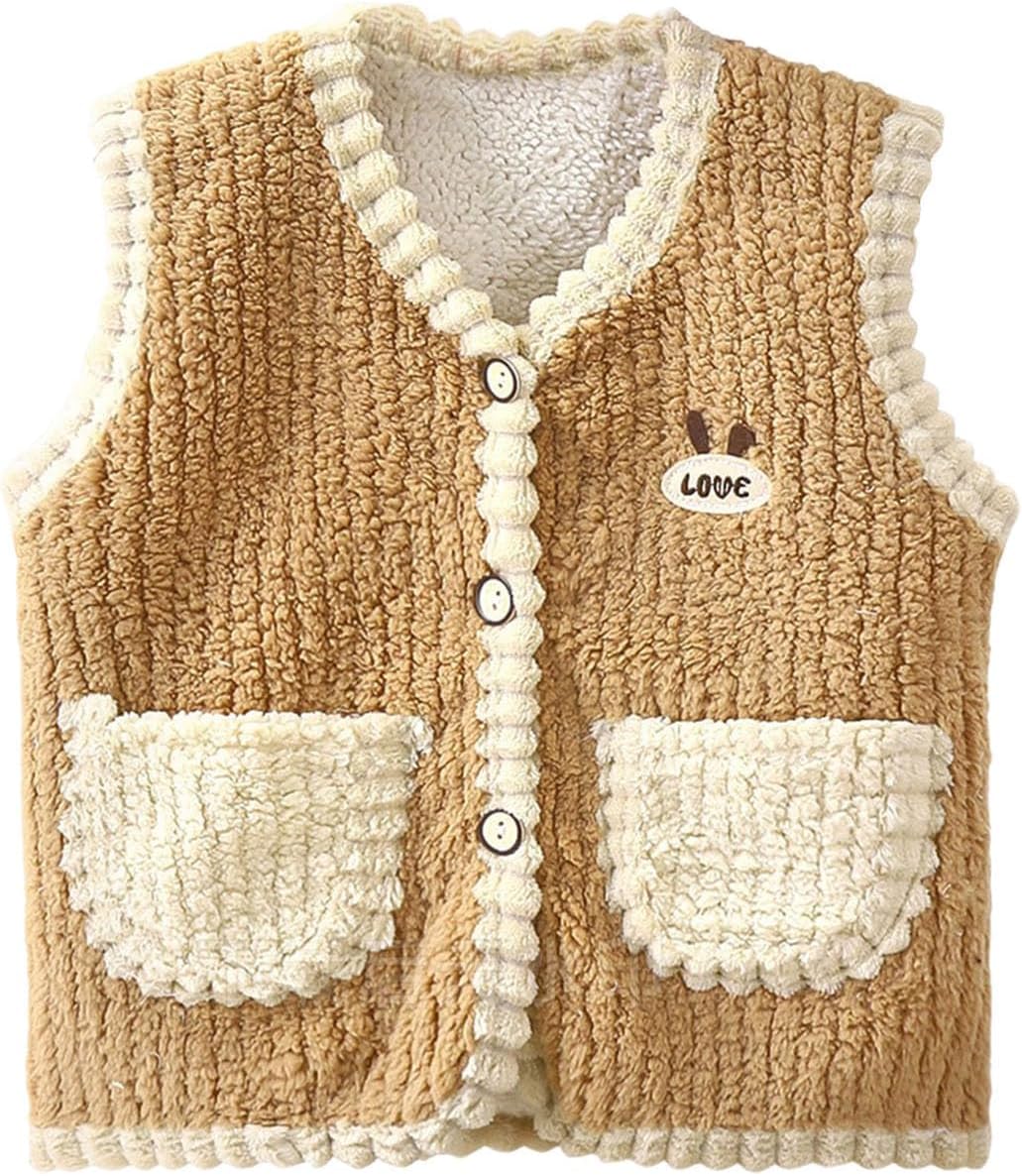 Girls Boys Puffer Vest Winter Lightweight Sleeveless Fleece Jacket with Pocket