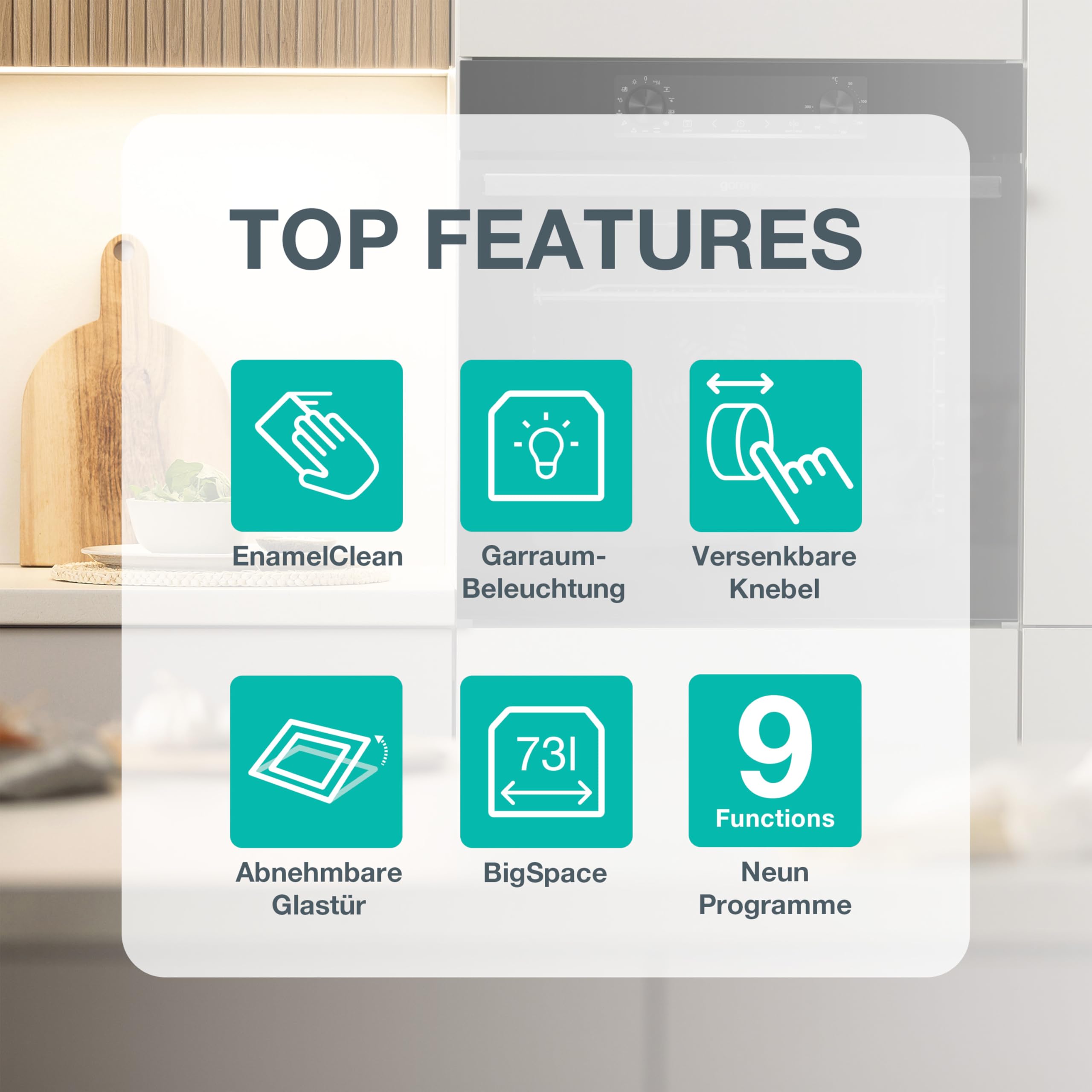 Gorenje BOA6737AO1X Einbaubackofen 73 Liter BigSpace Heißluft 250° EcoClean-Email 2fach verglast 9 Funktionen EEK: A