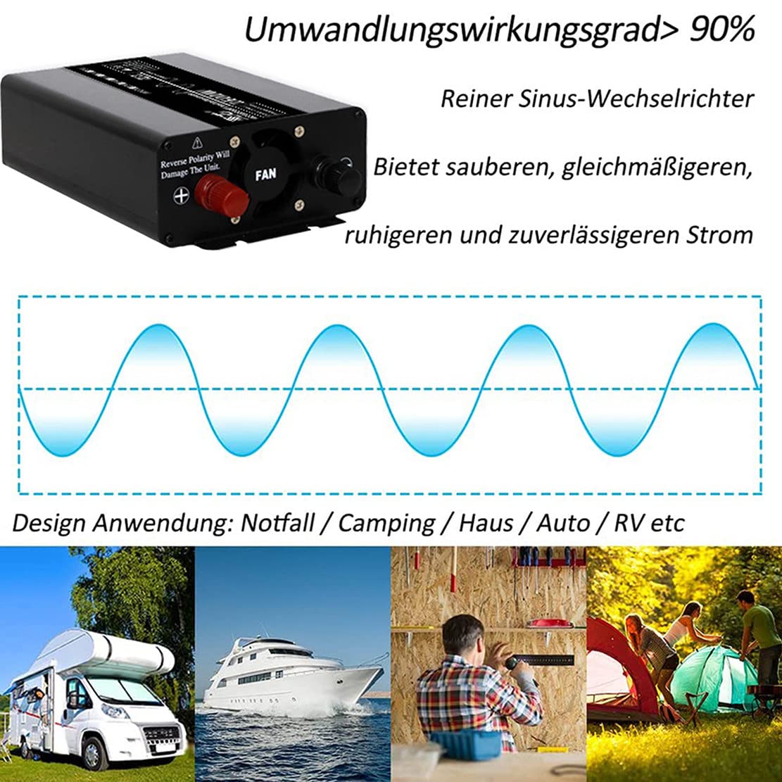 Przetwornica Napięcia Sinusoidalnego Przetwornica Samochodowa Dc 12v/24v Na Ac 110v/230v - Przetwornica Inwerterowa Z 1 Gniazdem Eu, Do Adaptera ładowarki Samochodowej,7000W-12Vto110V