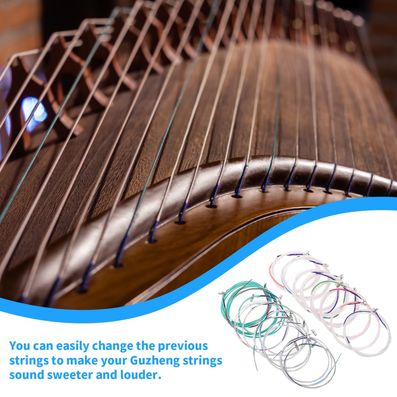 HEMOTON 21 Saiten Set Chinesische Guzheng Saiten Musik Stahldraht Guzheng Teile Praktische Werkzeuge Zubehör 1-21 Strings