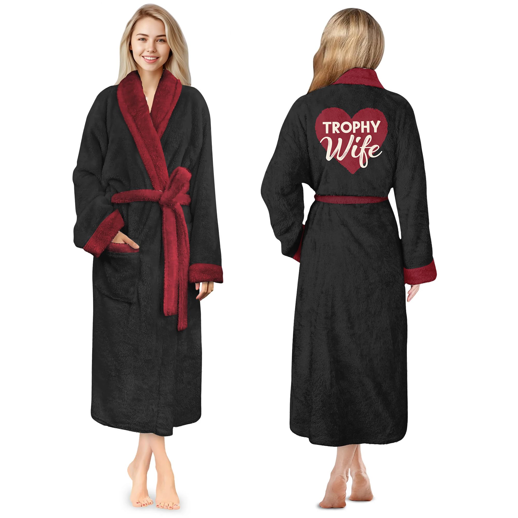 Trophy Wife Fleece Robe - Birthday Anniversary Mothers Day Gifts Christmas Gifts for Wife from Husband
